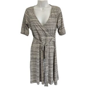 Toad&Co Imogene Wrap Knit Dress Gray White Size M